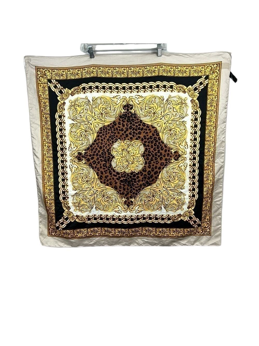 Vintage Art of The Scarf Cheetah Chain Print Scarf